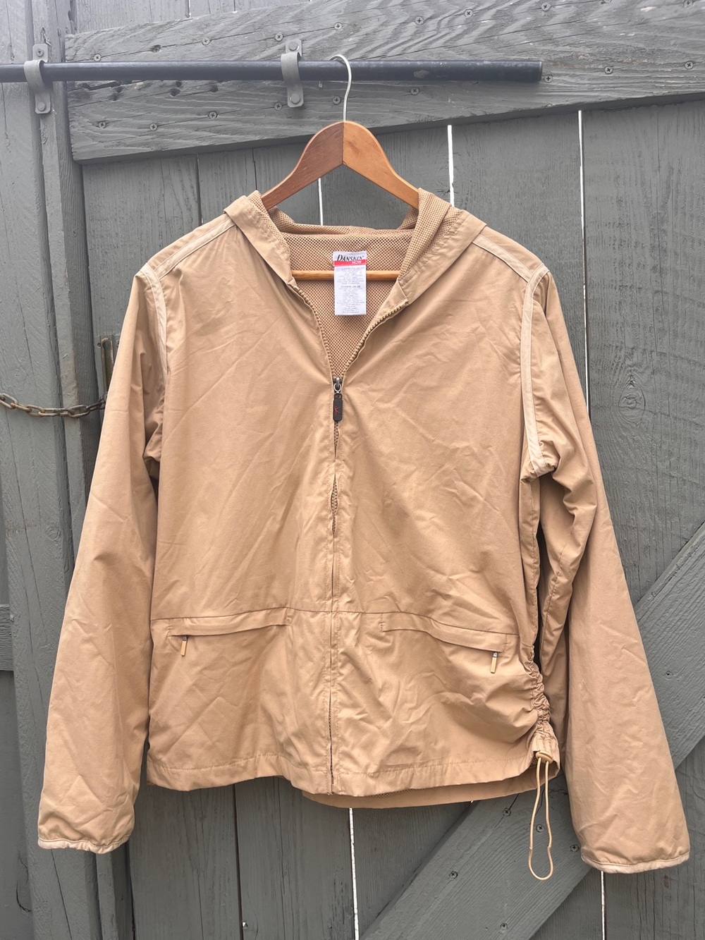Danskin Now Lightweight Windbreaker Jacket Packable Tan Size Large